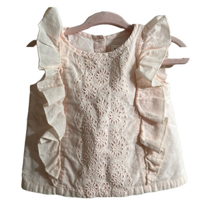 Baby GAP-baby girls-Light Pink Eyelet Ruffle Shirt